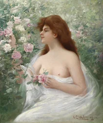Young Woman Picking Roses